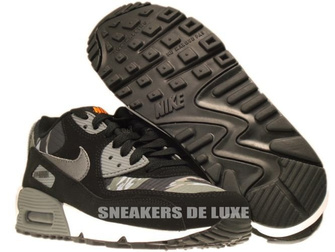 307793-084 Nike Air Max 90 Black/Metallic Dark Grey-Total Orange-Classic Grey