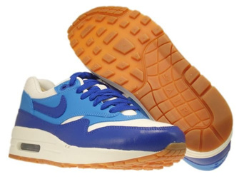 555284-105 Nike Air Max 1 Vintage Sail/Hyper Blue-Blitz Blue Gum Medium Brown