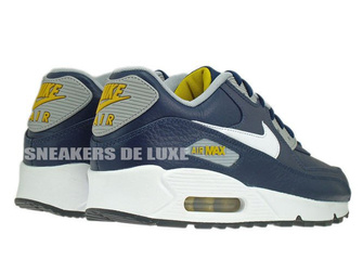 652980-400 Nike Air Max 90 Leather Obsidian/White-Wolf Grey-Gold Loden