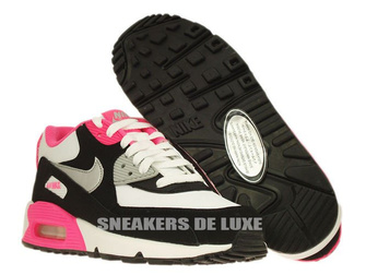 345017-122 Nike Air Max 90 White/Metallic Silver-Black-Hyper Pink
