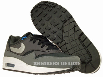 555766-002 Nike Air Max 1 Black/Metallic Silver-Photo Blue-Night Stadium