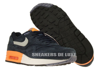 512033-400 Nike Air Max 1 Premium Dark Obsidian / Metallic Silver – Atomic Orange