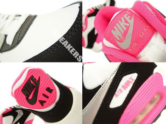 345017-122 Nike Air Max 90 White/Metallic Silver-Black-Hyper Pink