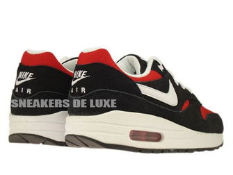 555766-004 Nike Air Max 1 Black / White-University Red-White
