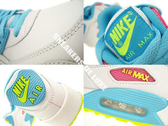 345017-123 Nike Air Max 90 White/Blue Lagoon-Volt-Clear Water