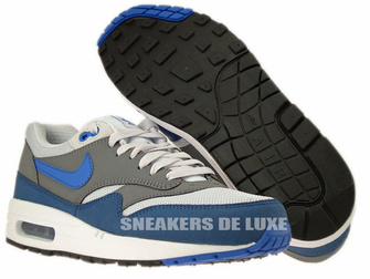 537383-040 Nike Air Max 1 Essential Geyser Grey/Prize Blue-Cool Grey-Geyser Grey