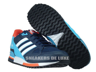 S79194 adidas ZX 750 Collegiate Navy/ Footwear White / Bright Cyan