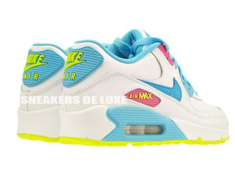 345017-123 Nike Air Max 90 White/Blue Lagoon-Volt-Clear Water
