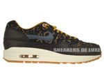 454746-003 Nike Air Max 1 Premium Black/Dark Armory Blue-Gold Suede-Linen