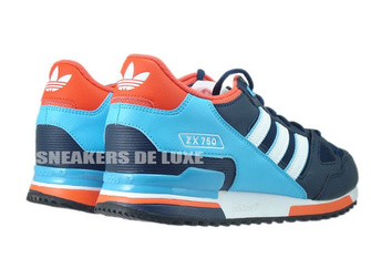 S79194 adidas ZX 750 Collegiate Navy/ Footwear White / Bright Cyan