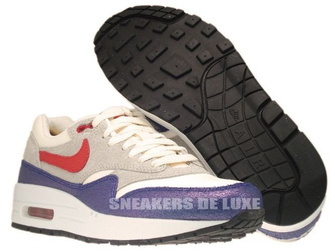 555284-100 Nike Air Max 1 Vintage Sail/Hyper Red–Street Grey–Blue Tint 