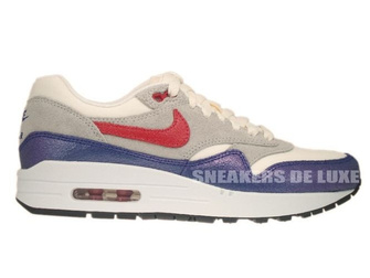 555284-100 Nike Air Max 1 Vintage Sail/Hyper Red–Street Grey–Blue Tint 